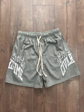 Green Mesh Graphic Athletic Shorts Men’s S